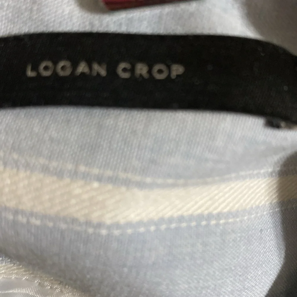 Banana Republic Logan crop Blue White linen Striped pants women 0 vacation beach